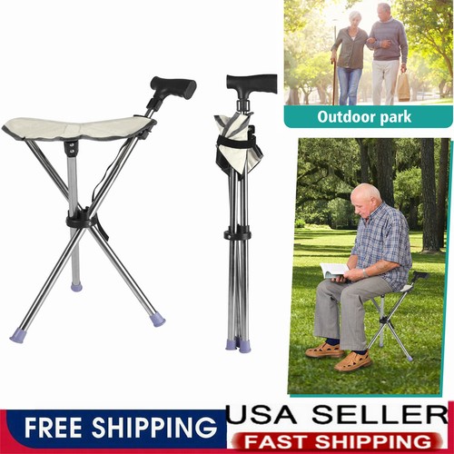 Folding walking stick seat - folding,