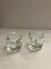 IKEA Set Of  Two  2 1/2 “ Glass Candle Holder Votive Tea Candle Wave Sackable