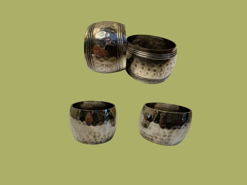 Hammered epns napkin rings lot - hammered,