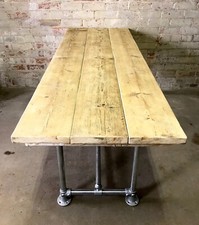 Industrial Reclaimed Scaffold Board Dining Table Steel Legs 5 feet