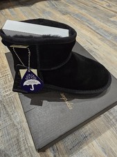 Authentic Ugg Sheepskin Mini Boots Black Suede Size UK 3 4 EU 35