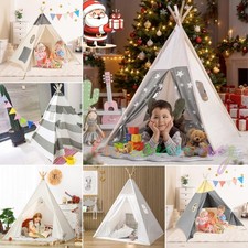 Large Canvas Kids Teepee Star Wood Indian Tent Child In/Outdoor Play House 160CM