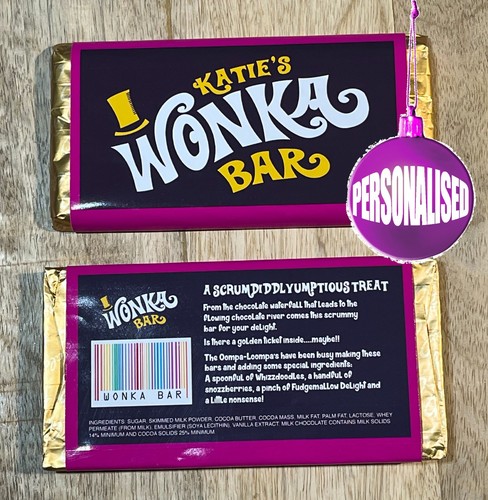 Wonka bar personalised - wonka,