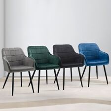 2X Dining Chairs Velvet Padded Seat Metal Legs Kitchen Chair Home Office Set