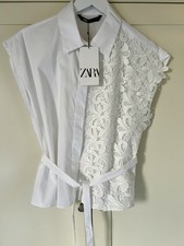 Zara Contrast Lace Shirt Top