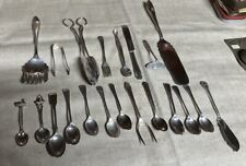 Various 21 Nickel Silver Plated Utensils (Spoons, Spatula, Tongs Etc.)