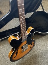 epiphone dot vintage sunburst electric guitar & hard case - excellent condition
