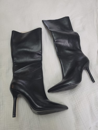 Zara black faux leather - leather, knee