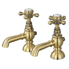 Pillar Basin Taps Hot & Cold Camberley Antique Brass Solid Brass ENKI BT3206