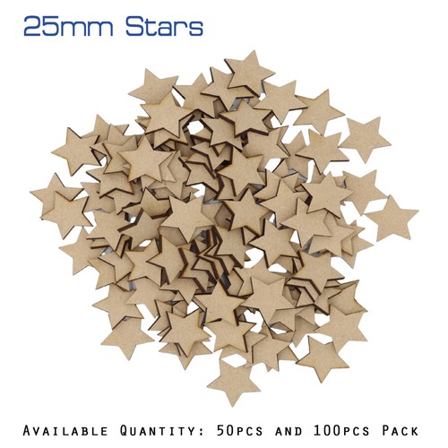 25mm wooden stars mdf craft - 25mm,