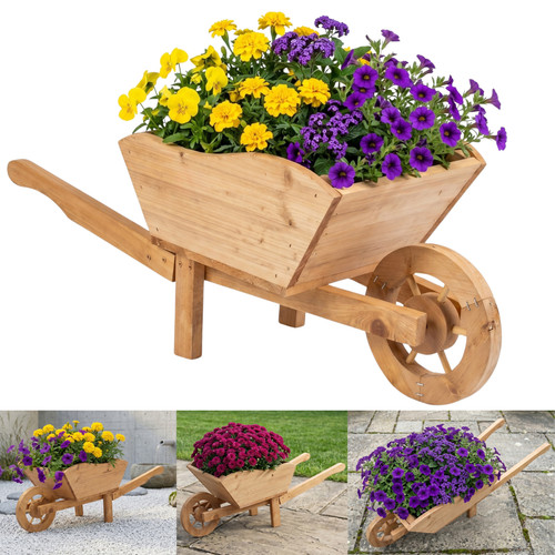 Wooden wheelbarrow garden - wooden,