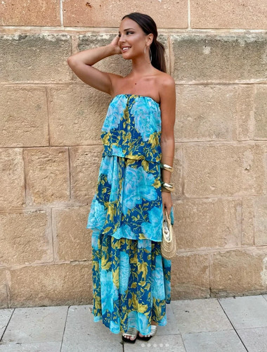 Zara blue maxi dress floral - blue,