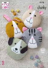 King Cole Chunky Quick Knit Pattern - Cat, Dog, Hamster & Rabbit Cushion Cover
