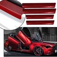 4x Car Accessories Carbon Fiber Door Plate Sill Scuff Cover Anti Scratch Sticker