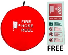 Fire Hose Reel Cover PVC Red Cover For Fire Hose Reels W/ Text + FREE ID SIGN