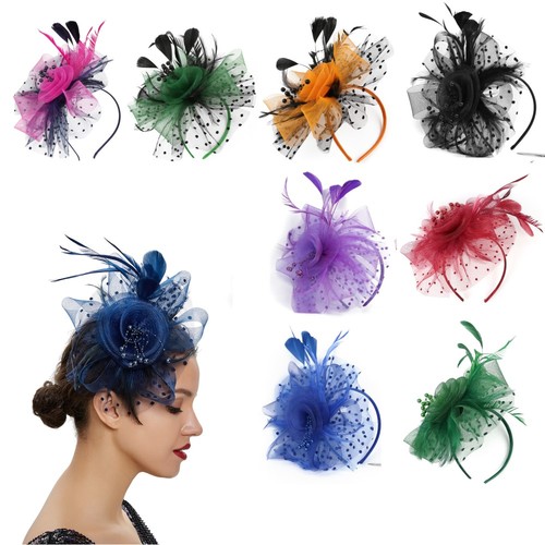Flower feather fascinator - feather,