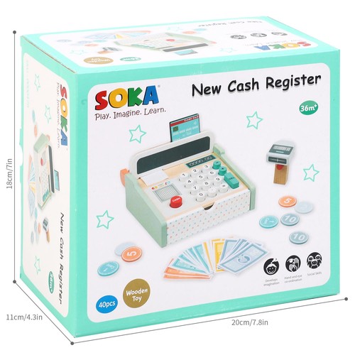 Kids wooden cash register toy - kids,