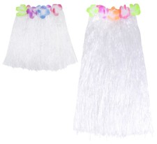 WHITE GRASS HULA SKIRT 40CM OR