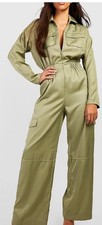 Boohoo Women's Khaki Jumpsuit/ Boiler Suit Size 14