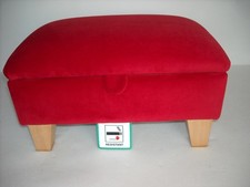 RED VELVET JOHN LEWIS  FABRIC FOOTSTOOL WITH STORAGE solid beech legs