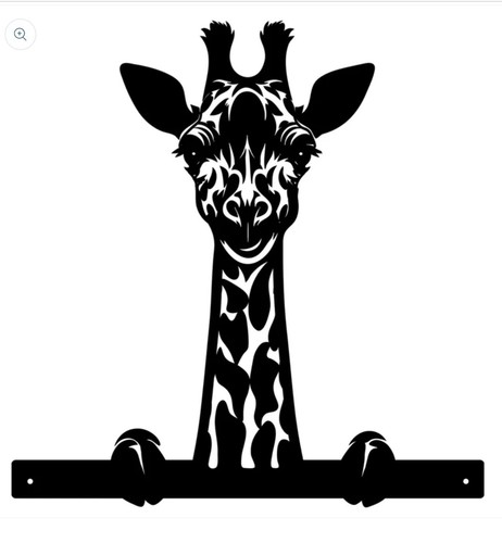 Metal peeking zoo giraffe - metal,
