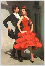 Vintage Spanish Dance Postcard Flamenco Couple in Traditional Dress