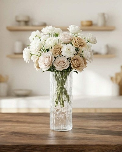 Clear textured glass flower - clear,
