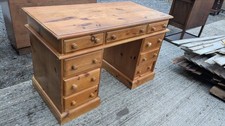 Solid pine pedestal desk 9 drawers  E171025F