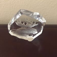 Mats Jonasson Maleras Lead Crystal Paperweight Moose Sweden Signed