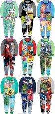 Boy's Character Fleece All in One Pyjamas/ Sleepsuits/ PJs Sizes 1-10 Years