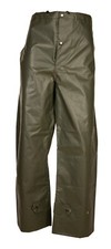 Waterproof Over Trousers Rubberized Ex Military Olive Drawcord Waist Adjusts NEW