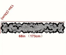 1pc Halloween 13" x 68" Spider Web And Bat Table Runner Polyester, Spooky Decor