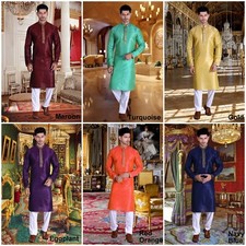 Silk Traditional Kurta Pajama For Men's, Wedding Wear Kurta Set  SH-L