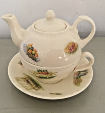 Aynsley Edwardian Kitchen Garden All-in-One Tea For One Cup Saucer & Teapot 1980