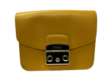 Furla Metropolis Mini Crossbody Bag Mustard Yellow Saffiano Leather