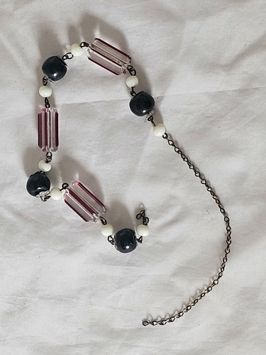 Old glass beads - on, chain