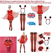 Women Kids Ladybug Costume Set Headband Socks Carnival World Book Day Cosplay UK