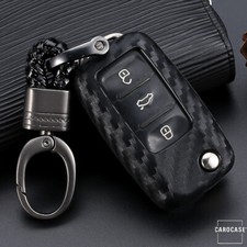 Silkon carbon cover key case for VW Polo Golf 5 6 Passat + carabiner