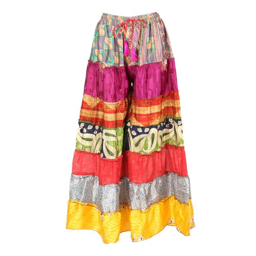 Upcycled sari wide leg palazzo - sari,