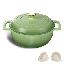 Bonnlo Enameled Cast Iron Round Pot, 27cm/5.6L Dutch Oven Cookware with Lid, 6QT