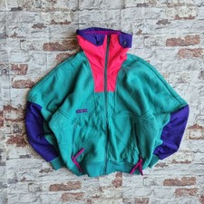 Vintage 1980s Columbia Teal Fleece Jacket Ladies Medium