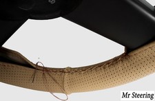 FOR ROVER 75 98-05 BEIGE PERFORATED LEATHER STEERING WHEEL COVER BEST QUALITY