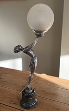 Art Deco Style Lamp Female Dancer On Marble Base