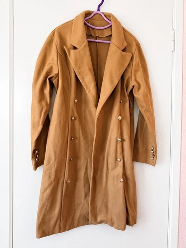 Camel longline double breasted - camel,