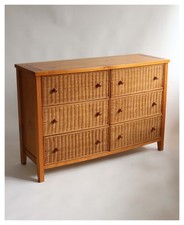 Wicker & Oak Chest Of Drawers