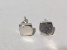 VINTAGE STERLING SILVER MODERNIST SQUARE STUD EARRINGS STAMPED 925 1.2 GRAMS