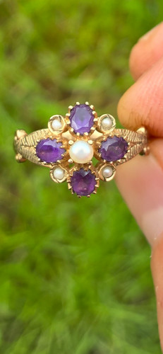 9ct gold vintage - amethyst, and