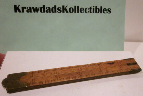 Antique rule boxwood brass - rule,
