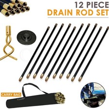 12 Piece 9m Drain Rods Plumbing Rod Set Cleaning Drainage Worm Screw Plunger