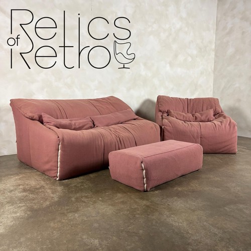 Pink two seater sofa - two, armchair